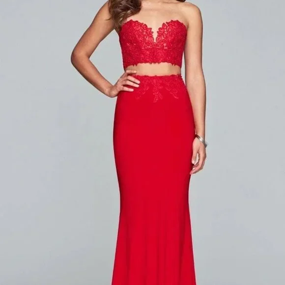 Faviana | Dresses | Faviana Red Jersey Twopiece Dress | Poshmark